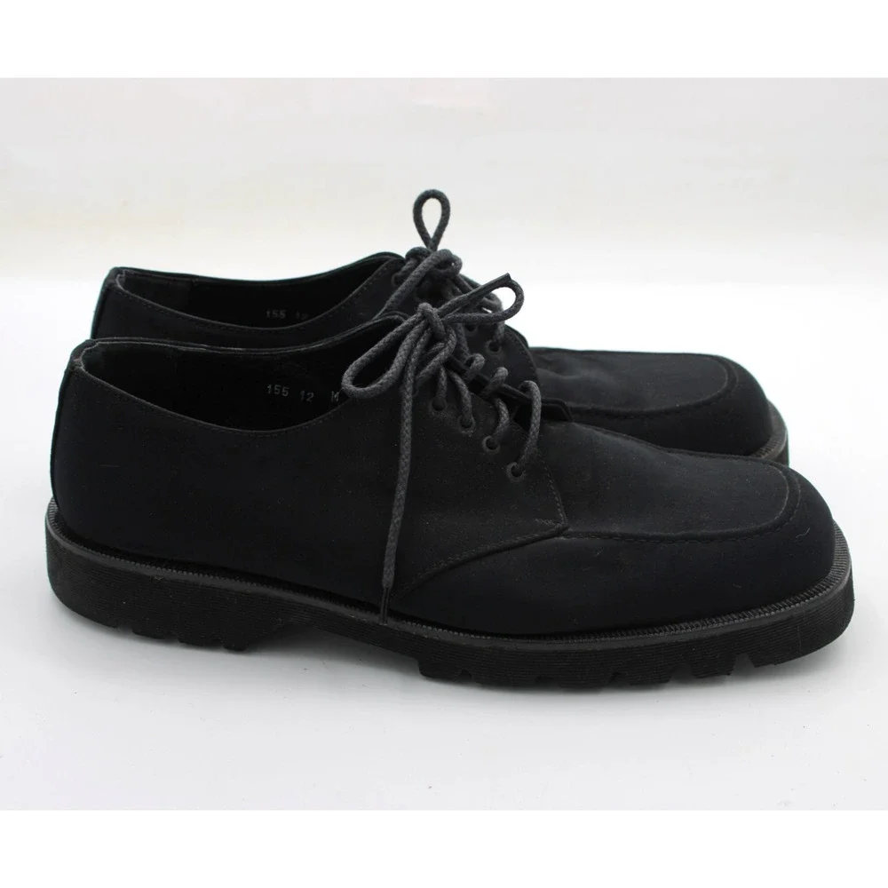 DONALD J. PLINER Men's size 12M Black Suede Oxfords Dress Shoes made in Italy